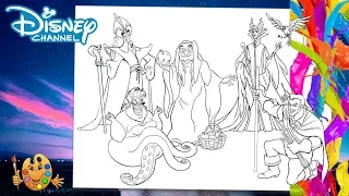 Coloring Disney Villains : Jafar, Ursula , Evil Queen, Maleficent, Gaston Coloring Book & Pages