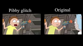 Rick and morty - pibby glitched morty and original episode side by side comparison