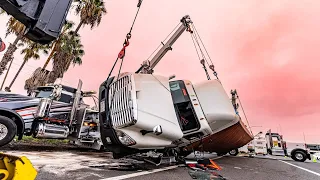 Container rollover on 710 freeway - rotator recovery