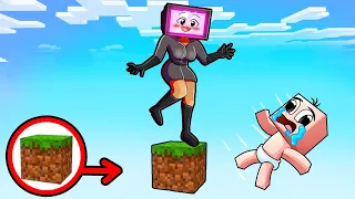 ¡ATRAPADO en un BLOQUE con TVWOMAN! 😱🔊 BEBÉ NOOB pero es UN BLOQUE en MINECRAFT