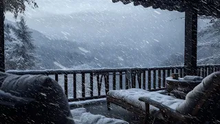 Winter Storm Ambience with Icy Howling Wind Sounds for Sleeping, Relaxing at The Cabin Porch 11 Hour