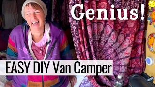 She is Free! DIY Genius Build. Vanishing Kitchen, MASSIVE floor space | Solo Female lives BIG