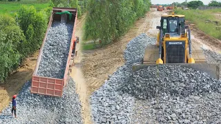 Amazing Bulldozer SHANTUI Push Soil Sand Heavy Dump Truck Skill Operation Moving Dirt