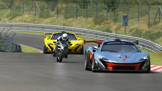 Kawasaki Ninja H2R vs McLaren P1 GTR Sports at Nordschleife