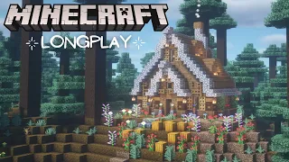 Minecraft Peaceful Longplay - Relaxing Adventure, Building a Spruce Starter House (No Commentary)