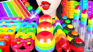 ASMR RAINBOW DESSERTS *EDIBLE LIPSTICK PUSH POP POP IT KOHAKUTO OREO 무지개 디저트 EATING SOUNDS MUKBANG먹방