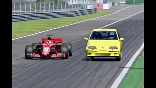 Ferrari F1 2018 vs Fiat Punto with Bugatti Engine - Monza