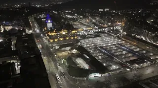 Princes Street Edinburgh Scotland, Night flight Mini 4 pro