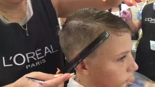 Men's short haircut, box with asymmetry