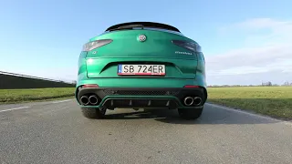 Alfa Romeo Stelvio Quadrifoglio 2023 AMAZING engine & exhaust sound, 0-160 km/h acceleration