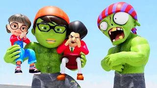 Nickhulk and Misst Vs Zombie Team - Rescue Tani from zombies from space-Happy Ending Funny Animation