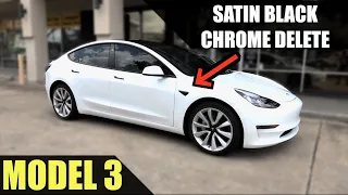 Tesla Model 3 : Satin Black Vinyl Wrap Chrome Delete & Photosync Window Film *Walkaround*