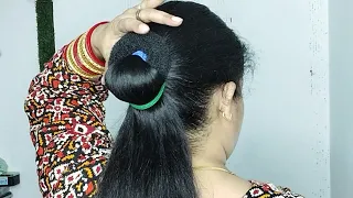 Very Easy Juda Hairstyle For Wedding For Long Hair ! Beautiful Hairstyle For Ladies With Saree Look