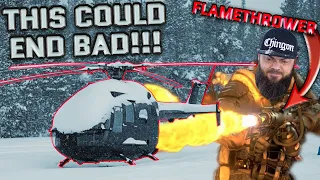 DEFROSTING MY ICE COVERED HELICOPTER WITH A FLAMETHROWER!!!