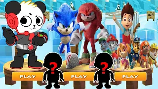 Tag with Ryan vs PAW Patrol Super Ryder Run vs Sonic Dash Sonic the Hedgehog 2 The Movie - Gameplay