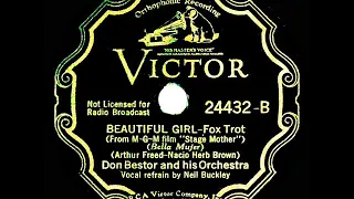 1933 Don Bestor - Beautiful Girl (Neil Buckley, vocal)
