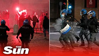 Protesters clash with police in Rome and Naples as part of demonstrations against curfew