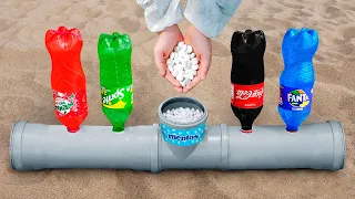 DIY Experiment Coke, Fanta, Sprite, Mirinda vs Mentos with balloons
