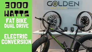 Fat Bike to Electric 3000 Watt Conversion Using Two Hub Motors Dual Drive 2WD!!!