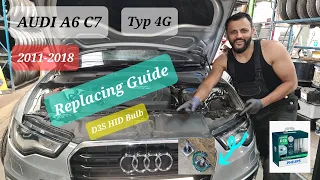 how to replace HID D3S main dipped bulb on Audi A6 #headlight