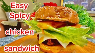 Spicy chicken sandwich/ how to make spicy chicken sandwich at home/spicy chicken sandwich recipe