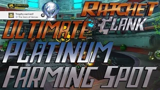 Ratchet & Clank - Ultimate Platinum Farming Spot! (Bolts, Cards, Raritanium, Weapon Levels & Health)