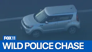 Police chase: Authorities in pursuit of vehicle in LA County