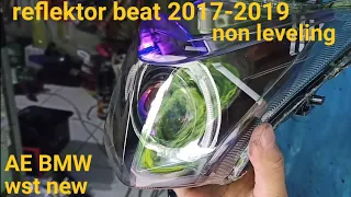 cara pasang proji biled wst new di reflektor beat 2017-2019 non leveling  LEED HID MOTOR