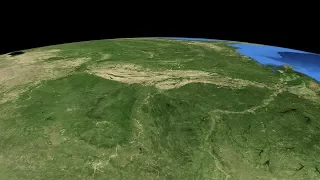 Earth horizon curve simulation (No atmosphere, No tilt, 65° FOV)