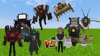 TITAN TRIO VERSUS SKIBIDI TOILET TEAM IN MINECRAFT PE [Addon] skills