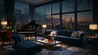 City Rain and Piano | Relaxing Ambiance for a Tranquil Evening in the Urban Jungle | Rain on Window