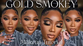Gold Smokey Eye Makeup Tutorial | Tamara Renaye