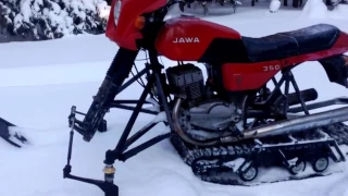 ОБЗОР.  СНЕГОХОД из мото ЯВА/JAWA 350, 12V, 638, ЛЮКС