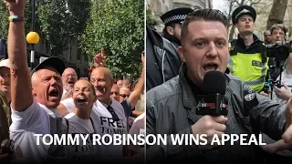 Far-right leader Tommy Robinson wins appeal and is freed from prison