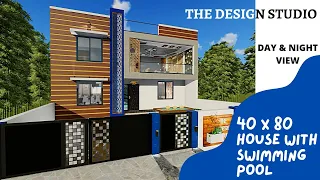 40 X 80 HOUSE PLAN WITH SWIMMING POOL | THE DESIGN STUDIO