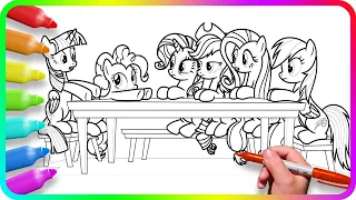 Coloring Pages MY LITTLE PONY Friendship. How to draw My Little Pony. MLP. Easy Drawing Tutorial Art