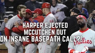 Bryce Harper EJECTED and Andrew McCutchen OUT on TERRIBLE umpire call