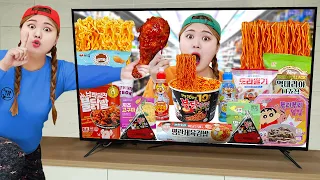 LIVE Fire Spicy Noodle Food Color Challenge MUKBANG by HIU 하이유