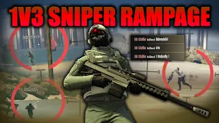 These Tryhards Couldn't Handle My Sniper RAMPAGE In a 1v3 Beach War In GTA Online!