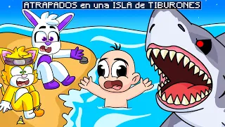 ¡ATRAPADOS en UNA ISLA de TIBURONES en MINECRAFT! 🦈🏝️ MICHI MIAU, BEBE NOOB Y WINKI vs ISLA TUBURON