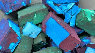 SUPER Dusty and Flaky 💙BLUE-GREEN💚 Dip Dyed Gymchalk | ASMR