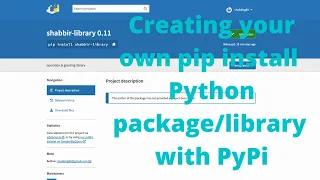 Create your own python pip library/package with pypi