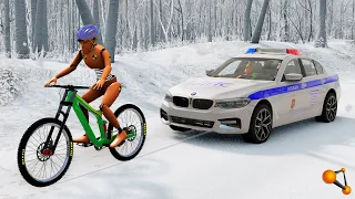 ЗИМА - НЕ ПОМЕХА! НА ВЕЛОСИПЕДЕ В ГОЛОЛЕД | BeamNG.drive