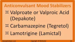 Antipsychotics, Mood Stabilzers Anxiolytics