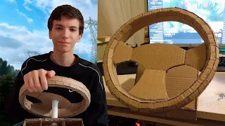 How to make a GAMING STEERING WHEEL from CARDBOARD (english subtitles)