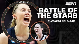 ⭐ BATTLE OF THE STARS ⭐ Would a title impact Paige Bueckers or Caitlin Clark more? | First Take