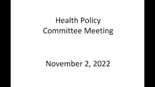 Health Policy Committee Meeting