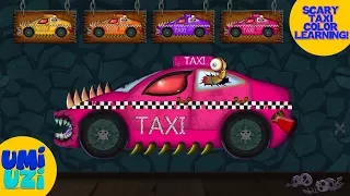 Umi Uzi | scary taxi | learn colors with street vehicles | Halloween videos for kids