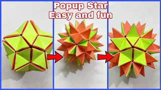 origami revealed flower pop up star | popup star ball origami | Easy and fun Origami | Transforming