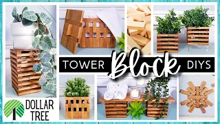 *NEW* DOLLAR TREE DIY Using TUMBLING TOWER BLOCKS | All Wood Home Decor DIYs | Jenga Block Crafts